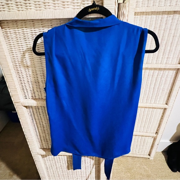 Boutique Moschino Royal Blue Sleeveless Silk Blouse Size 12 - Picture 8 of 12